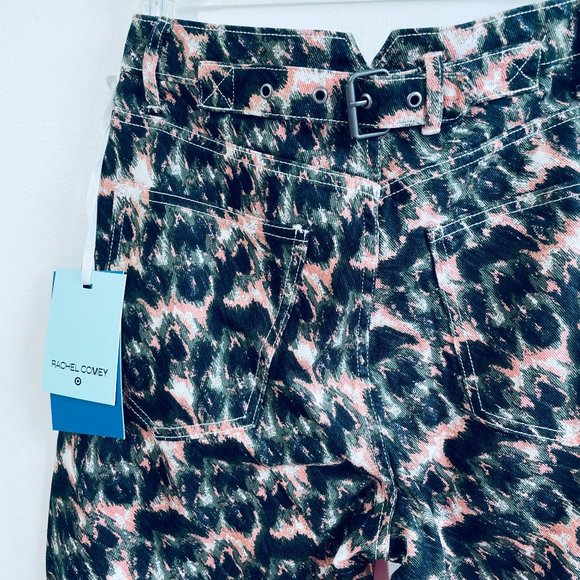 Rachel Comey 4, 12 Animal Print High Rise Denim Olive, Pink Cotton Jeans Target - Picture 7 of 12
